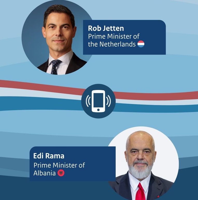 Jetten bisedë telefonike me Ramën  Shqipëria  partner strategjik kyç në rajon për Holandën dhe BE në