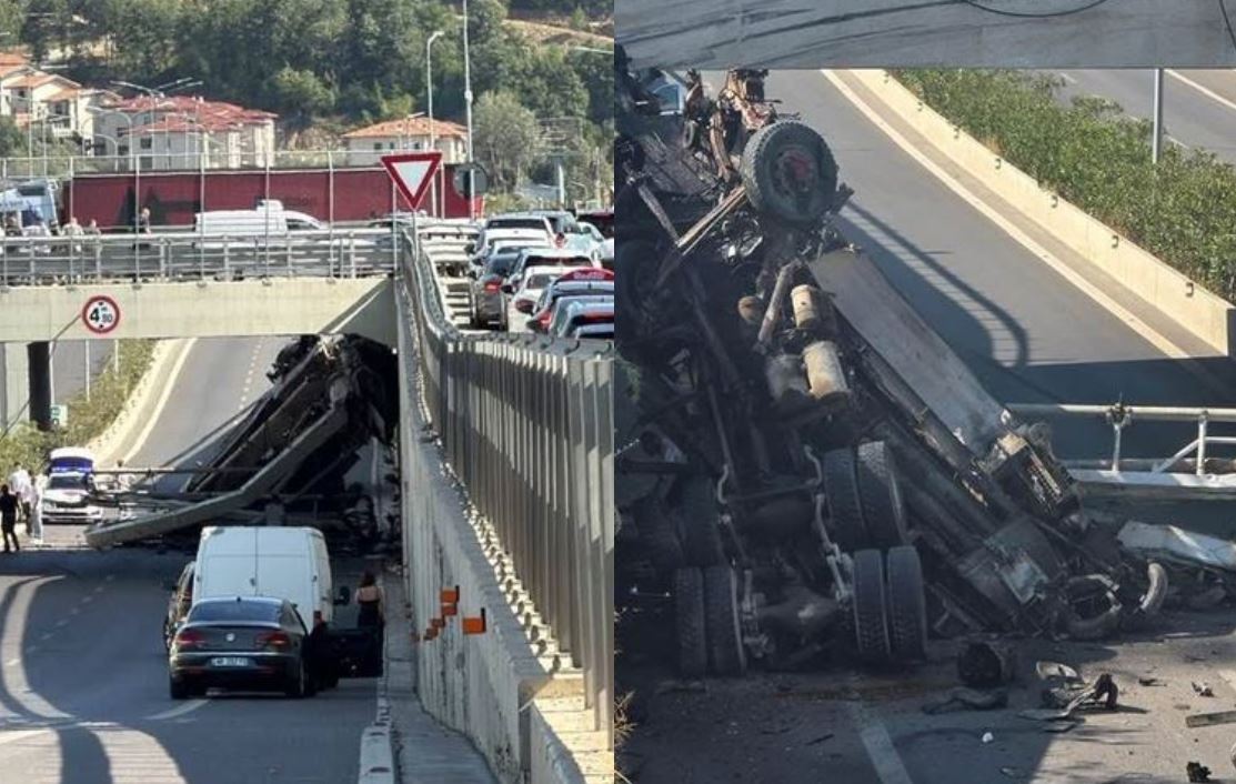 Betonierja  fluturoi  nga mbikalimi pranë TEG ut   policia e ka të vështirë të përcaktojë kush ishte shoferi  1 viktimë dhe 2 të plagosur
