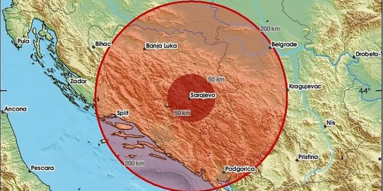 Tërmet i lehtë shqetësoi qytetarët e Sarajevës  u ndje më së shumti në Vogoshçë dhe Ilijash