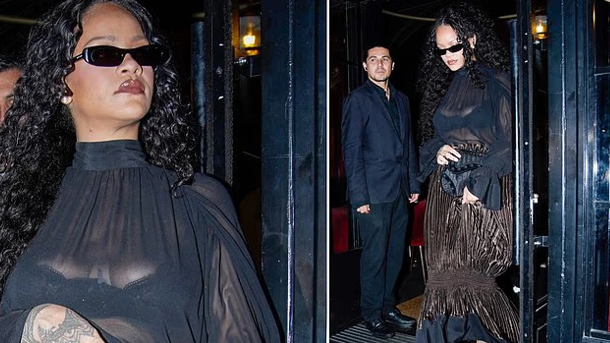 Rihanna mahnit në Paris me fustanin transparent