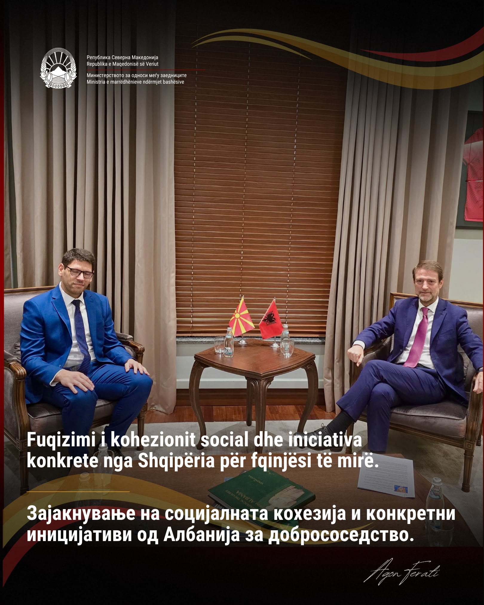 Ferati MPJ i Shqipërisë  Hoxha  Avancim i bashkëpunimit  projekte të përbashkëta për kohezion social